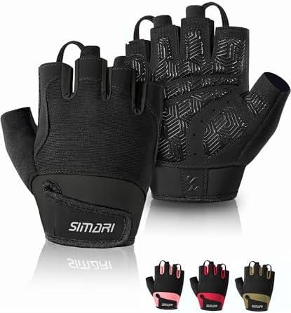 SIMARI Breathable Workout Gloves for Men & Women, Weight Lifting Gloves with Padded, Grip, Full Palm Protection, Gift for Gym Exercise, Cycling, Weightlifting Training, Fitness, Black, Pink, Size, S