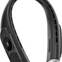 JIAGE Neck Fan, Bladeless Wearable Hands-Free Portable Fan, 5200mAh Rechargeable, 360 Cooling with 3 Speeds, Ultra-Quiet Personal Fan LED Display, Idea for Home, Office, Travel, Sports- Black
