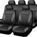 CAR PASS Premium Carbon Fiber Leather Car Seat Covers Full Set,Airbag Compatible,5mm Composite Sponge Inside,Sporty Universal Fit for SUV,Van,Sedan,Truck (Full Set,Black)