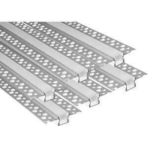Plaster-in LED Aluminum Channel 6Pack 1m/3.3ft Plaster LED Strip Light Diffuser Profile,Trimless Drywall Aluminum LED Channel Profile with Milky Diffuser Cover End Cap for Wall and Ceiling
