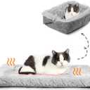 Cat Bed Self Warming, Foldable Self Heated Cat Mat Heating Pad 24 x 20 inch Extra Warm Thermal Pet Pad for Indoor Outdoor Cats, Non-Slip Bottom Washable Non Electric, Grey