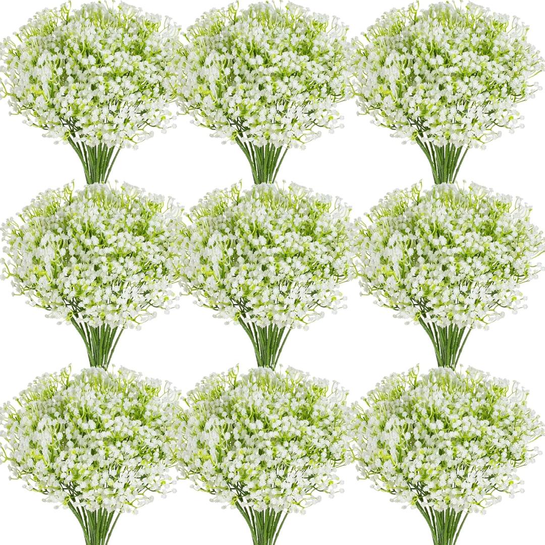 ASTRYAS 60Pcs Babys Breath Artificial Flowers, Baby Breath Flowers Artificial Bulk, Fake White Gypsophila Babies Breath Real Touch Flowers for Wedding Bouquet Floral Arrangement Party Home Decor