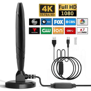 Krtresiar Digital TV Antenna, HDTV Antenna Indoor with Strong Magnetic Base, 39dBi High Gain TV Antenna for Smart TV Indoor Outdoor, Support 4K 1080p for All Older/Smart TV - 16.40ft Coax HDTV Cable