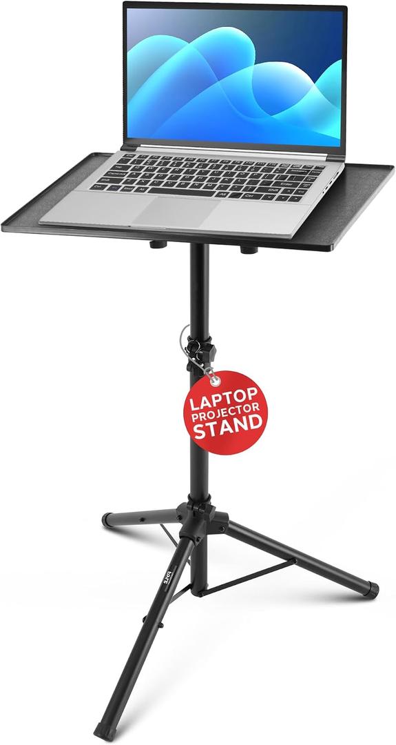 Pyle Projector Stand 28" to 46" Height Adjustable Tripod for Projector, Laptop, DJ Equipment, and More, Portable & Lightweight with Easy Setup, Metal Construction, Adjustable Tray Angle, 20"x16" Inch