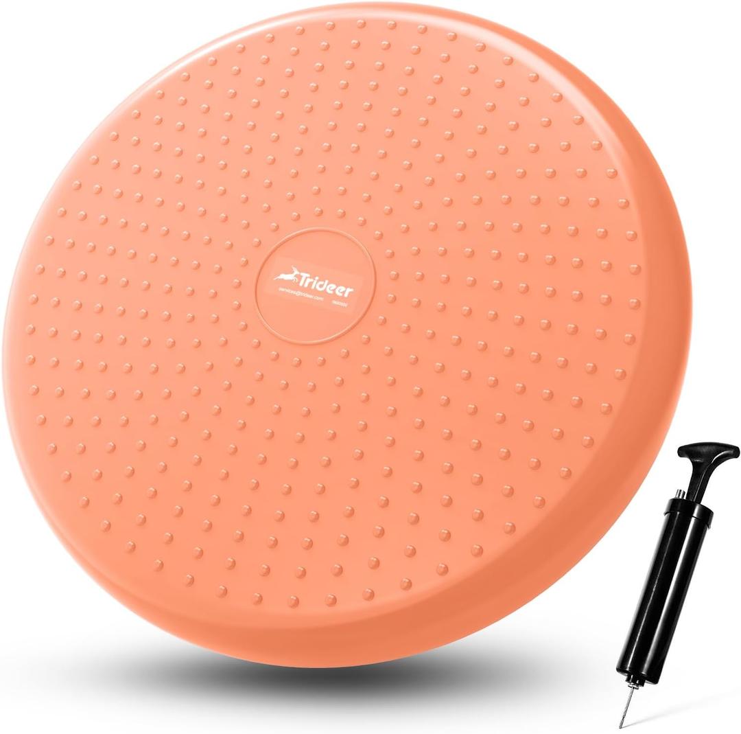 Trideer Wobble Cushion with Inflation Pump - Wiggle Seat for Sensory Kids(Multiple Colors), Balance Disc (Extra Thick) (34CM Orange)