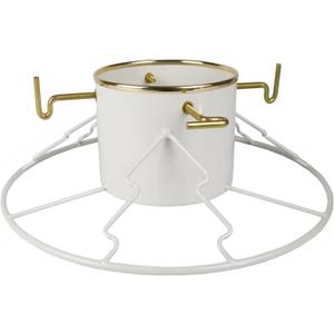 Yard Butler Santa's Helper Christmas Tree Stand - Heavy-Duty Christmas Tree Stand - Metal Stand Base for Live Christmas Tree - Durable & Weighted Christmas Tree Base - for 3–6' Trees - White