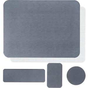 Stone Drying Mats for Kitchen Counter & Bathroom  Set of 4 Multi-Purpose Diatomaceous Earth Dish Drying Mat, Coaster, Quick Drying Sink Tray & Soap Holder with Anti-Slip Pad (Gray)