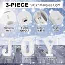 Christmas indoor Decorations,3 LED Marquee Light Up Joy Sign Letters String Lights,Battery Operated Christmas Decorations for Fireplace Mantle Home Bedroom Bar Party Wall Xmas Decor,White