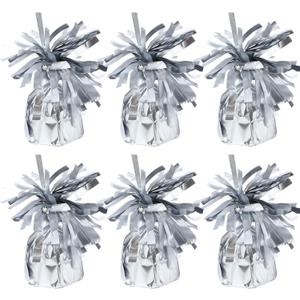 6 Pack Silver Balloon Weights Metallic Holder Anchors Balloon Holder Weights for for Birthday 2025 Graduation Party Christmas Wedding Celebration Decoration (Silver)