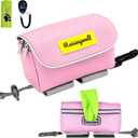 Dog Treat and Poop Bag Holder for Leash, 2 Waterproof Zipper Pouches for Pet Walking Accessories, with Dispenser, Training Clicker and 1 Free Roll (Pink)