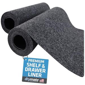 Drymate Premium Luxury Shelf & Drawer Liner, Thick Cushioned Fabric, Non-Adhesive, Absorbent, Waterproof, Slip-Resistant, Liners for Kitchen Cabinets, Cupboards (USA Made)(11”x50”)(2-Pack)(Charcoal)