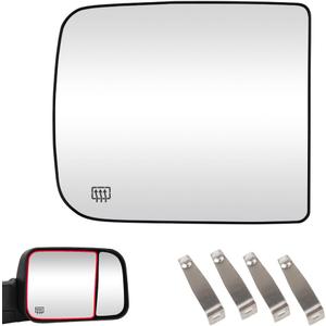 Senzeal Passenger Side Tow Mirror Glass Heated Tow Mirrors Replacement for Dodge Ram 1500 2500 3500 4500 5500 2009-2020 Convex Mirror with Rear Holder 68067726AA (Right Side)