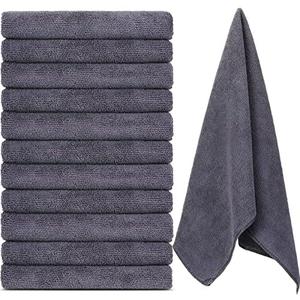 Handepo 10Pcs Microfiber Workout Gym Towels, 360 GSM 12 x 30 Inch Gentle and Fast Drying Absorbent Towels for Men Women Yoga Travel Sports(Gray)
