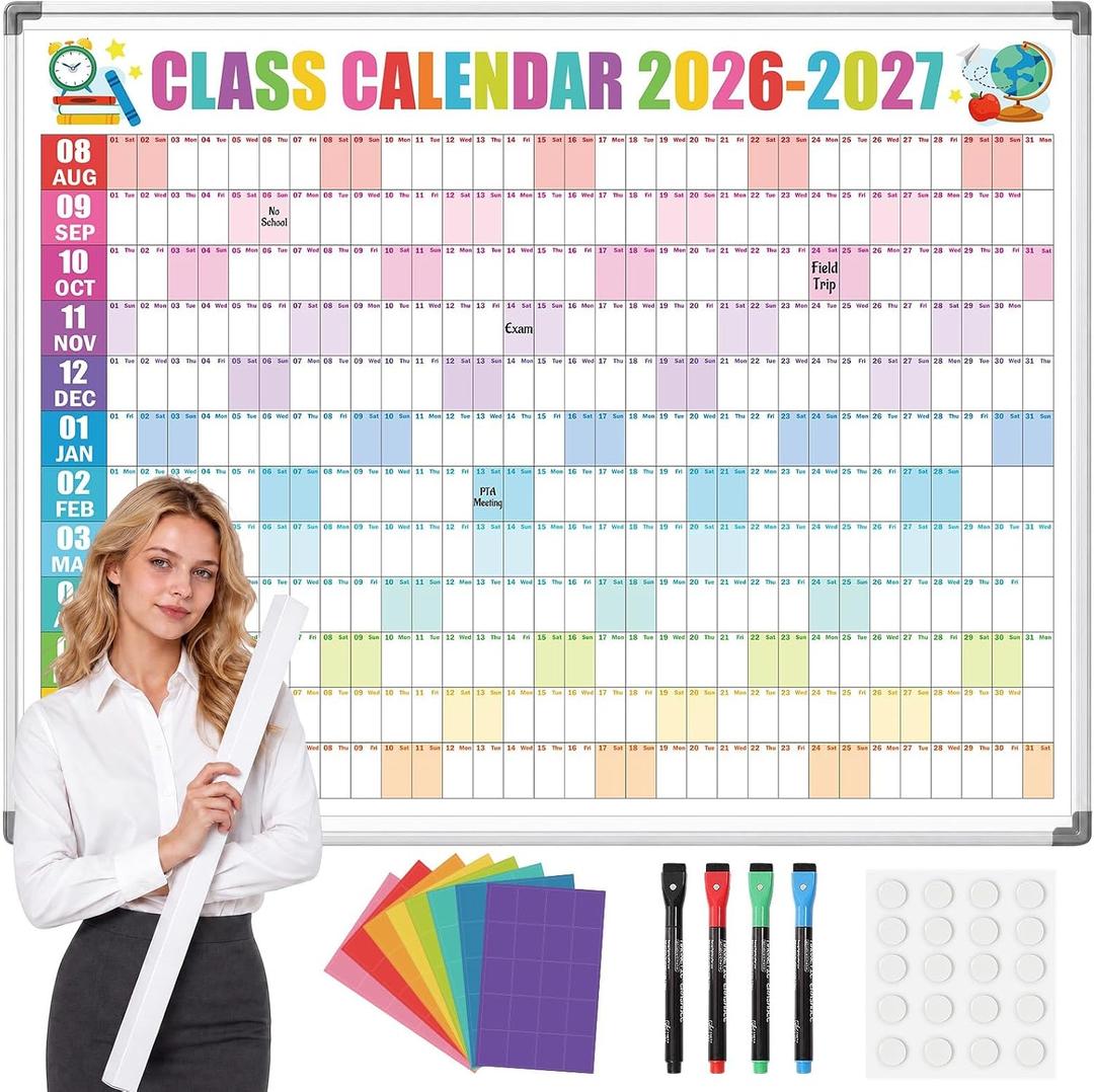 Pasimy 2026-2027 Class Calendar Yearly Wall Calendar Large 35.4"x47.3", 2.2"W x 2.2"H
