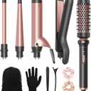 Wavytalk 5 in 1 Curling Iron Set with Thermal Brush and 4 Interchangeable Ceramic Curling Wands (0.5'-1.25'), Instant Heat Up Hair Curling Iron, Rose Gold