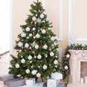 Janinka 12 Pcs Bows Christmas Ball Ornaments for Tree 2.36 Inch Brown Bows Ball Hanging Decorations Coquette Christmas Tree Pendants with Rope for Xmas Holiday Home Party Decoration