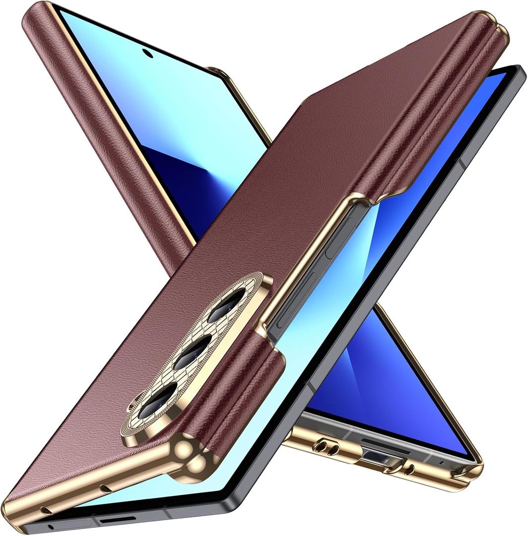 LeYi for Z Fold 7 Case: [     ], Samsung Galaxy Z Fold 7 Case with High Classy Luxury Leather, Full Body Protective Drop-Proof, Slim Leather Cover, Red