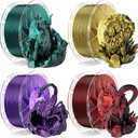 Chitu Systems Conjure Silk PLA 3D Printer Filament, 1.75mm Christmas Dual Color Filament, Silk Black Red Gold Purple Dark Green 3D Filament Bundle 4x1KG/8.8lb (4kg)