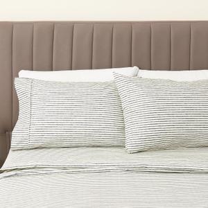 Great Bay Home Queen Size Stripe Microfiber Sheet Set - 4-Piece Ultra-Soft Bedding Sheets & Pillowcases - Wrinkle Free, Comfortable, All-Season Bed Sheets (Dark Grey)