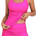 B2prity Tankini Swimsuit for Women Slimming Tummy Control Two Piece Bathing Suit Drawstring Swimwear Tank Top with Skirt (Medium, Hot Pink)