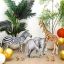 Amyhill 3 Pcs Jungle Safari Animal Cardboard Cutout Standup Life Size Safari Birthday Party Decorations Elephant Giraffe Zebra Cardboard Cutouts for Baby Shower Birthday Party Photo Backdrop Favors
