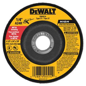 10 x DEWALT DW4514 1/4" Thick Grinding Wheel with 4-1/2" Diameter and 7/8" Arbor