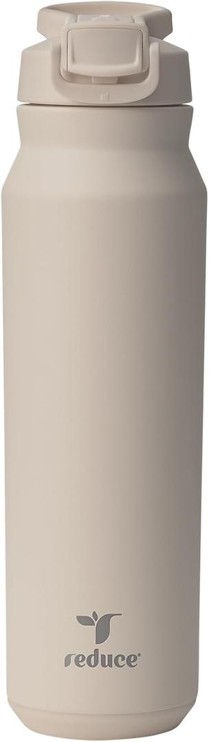 REDUCE 24 oz Hydrate Pro Stainless Steel Insulated Water Bottle - Flip Top Leak-Proof Lid, Dishwasher Safe, BPA-Free, Dual Wall Vacuum, Keeps Drinks Cold for 48 Hrs, Cup Holder Friendly - Sand