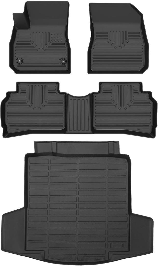 Wayhigh Floor Mats & Cargo Liner for 2016-2024 2025 Chevy Malibu (Not Fit Hybrid) Custom Fit All Weather TPE Heavy Duty Car Mats Chevy Malibu Accessories - Black
