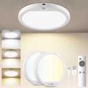USB C Rechargeable Motion Sensor Ceiling Light 750LM with Remote, 3000K 4000K 6500K Magnetic No Wiring LED Ceiling Light Battery Powered for Shower Stairs Hallway Porch Pantry Garage Patio Shed