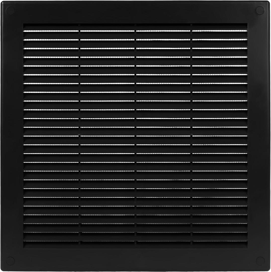 Vent Systems 10" x 10" Inch (Opening Dimensions) Plastic Black Soffit Vent Cover - Flat Square Air Vent Grille - Air Vent Deflector - HVAC 12" x 12" Inch (Overall Dimensions)