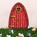 3 x Fairy Door Miniature Pixie Door Elf Door Enchanted Miniature World Fairy Door Tree Garden Home Decor for Gardens Courtyards Potted Plants and Home Decoration Christmas Day (Red-01)
