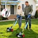 Cordless Weed Wacker & Weed Eater, 21V 3-in-1 String Trimmer & Brush Cutter, 2×4.0Ah Batteries, Lightweight Electric Lawn Edger with 3 Blades & Removable Wheels for Yard & Garden