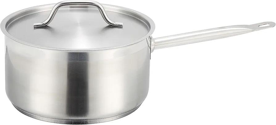 Winco Heavy-Duty Stainless Steel Sauce Pan with Cover, 6 Quart