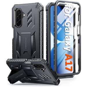 FNTCASE for Galaxy A17-5G Phone Case: for Samsung Galaxy A17 with [Built-in Screen Protector & Kickstand] [Military-Grade Drop Protection] Heavy Duty Protective Shockproof TPU Cell Phone Cover (Black)