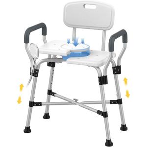 500lbs Extra Wide Shower Chair with Padded Armrests & Back, Adjustable Shower Seat for Bathtub, Anti-Slip Bath Chair with Crossbar, Shower Seats for Adults,Elderly,Disabled