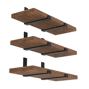 WEKIS 12 Inch Heavy Duty Floating Shelf Bracket, Wall Mounting Industrial Black Shelf Brackets, 1/5 Inch Thick Iron Metal Brackets for Shelves 6 Packs