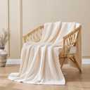 Cream White Chunky Knit Throw Blanket 50"x60" - Soft Cozy Thick Knitted Blanket for Couch Sofa Bed, Cute Christmas Decorative Throw for Living Room