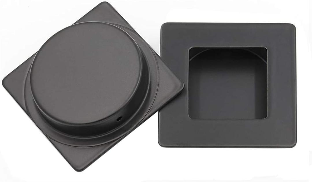 Homdiy MC009-70BK Sliding Door Pull Black Flush Pull 2 Pack - Square Handle for Closet, Cabinet, Pocket Door - Recessed Finger Pulls