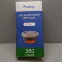 360 Set 2 oz Jello Shot Cups with Lids, Sturdy & Food Safe Disposable Plastic Portion Condiment Dipping Sauce Cups, Small Containers for Salad Dressing