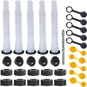 Gas Can Spout Replacement Kit, Gas Can Nozzle Replacement (5 Kit-White) All gaskets are installed and ready to use upon receipt. For 1/2/5/10 gallon gas can. Easy and convenient to use