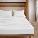 PLUSHY COMFORT Luxury Queen Size Sleeper Sofa Bed Sheet Set,100% Egyptian Cotton, 600 Thread Count Fabric,White Plain Color, Size (60 x74 +8 Inch Deep Pocket),Queen Flat Sheet, 2 Pillow Case