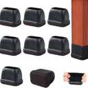 8PCS Rectangle Chair Leg Floor Protectors with Felt, Small Silicone Chair Leg Caps for Hardwood Floors, Black Outdoor Patio Flooring Protectors, Anti-Scratch, Fit Length 1.3"-1.7", Width 0.6"-0.9"