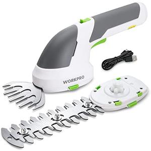 WORKPRO Cordless Grass Shear & Shrubbery Trimmer - 2 in 1 Handheld Hedge Trimmer 7.2V Electric Grass Trimmer Hedge Shears/Grass Cutter Rechargeable Lithium-Ion Battery and Type-C Cable Included