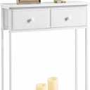 Small Entryway Table with Drawers & Storage Shelf High Tall Little Narrow Front Door Console Tables Skinny Slim Wall Table for Entry Hall Hallway Foyer, Thin Bedside Nightstand for Small Space Bedroom, 23.6 inches x 7.9 inches x 32.3 inches