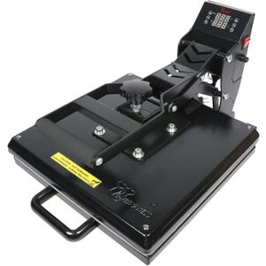 PowerPress Industrial-Quality Digital Sublimation Heat Press Machine for T Shirt, 15x15 Inch, Black