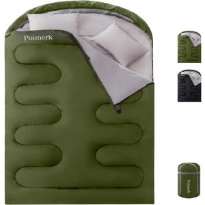 Double Sleeping Bags for Adults Camping with 2 Pillows Queen Size