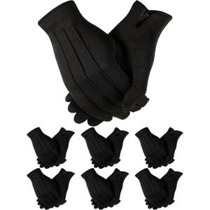 SATINIOR 6 Pairs Black Gloves for Men Usher Pallbearer Parade Nylon Gloves Costume Gloves for Funeral Formal Cosplay Party