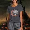 Halloween Shirts for Women Dancing Skeleton Tshirts Fall Pumpkin Shirt Halloween Party Tee Tops (Gray, M)