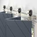 EaseLife 76" Brushed Nickel Bi-Folding Sliding Barn Door Hardware Track Kit for 4 Closet Door,Top Mount,Heavy Duty,Slide Smoothly Quietly,Easy Install,Hardware Only (Fit for Four 18" Wide Door)