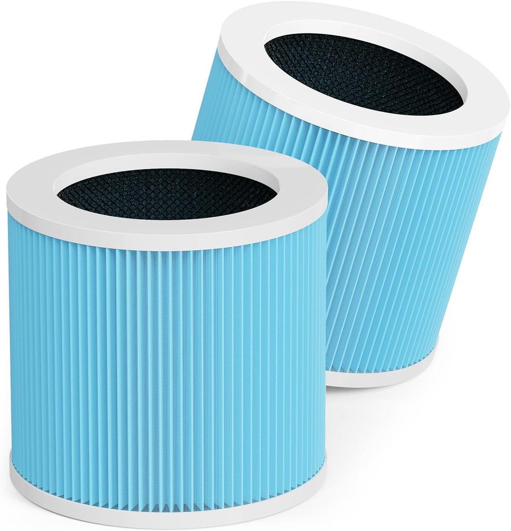 VOOPNU DH-JHD07 Air Filter Replacement 4-in-1 True HEPA Filter for Harmful Particulate, Dust, Hair, Dander, Odor - Standard Version (Blue), 2 Pack
